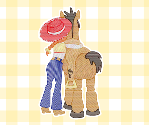 Toy Cowgirl and Horse Magical Moments Embroidered Sketch Basic