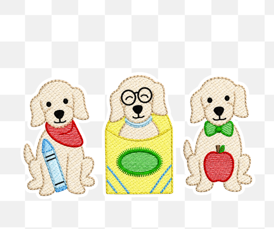 Puppy Trio Back to School Embroidered Basics