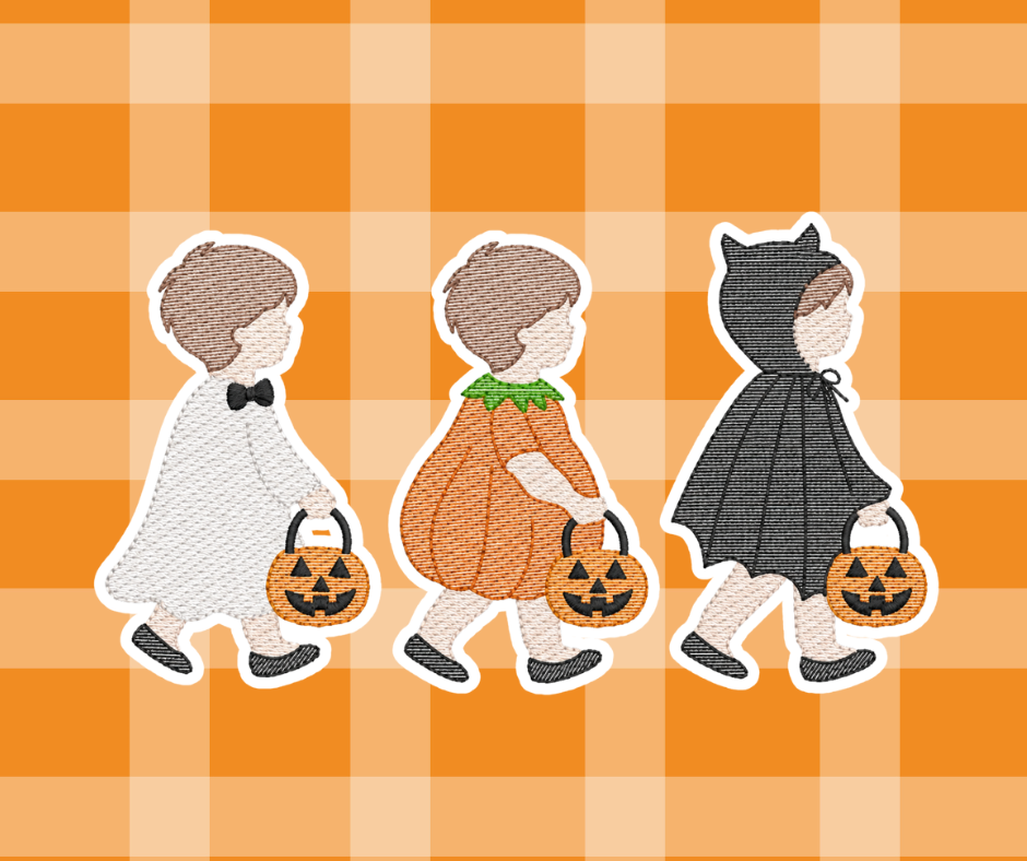 Boy Costume Trio Halloween Fall Sketch Embroidered Kids Basic