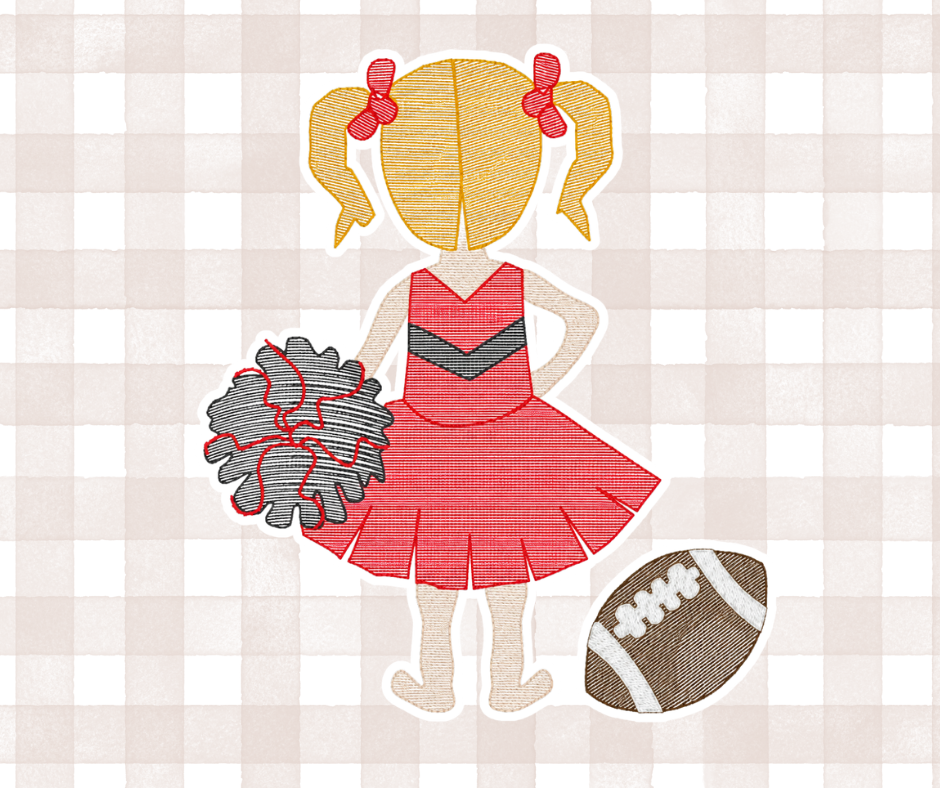 Girl Cheerleader Football Team Kids Sports Embroidered Basics