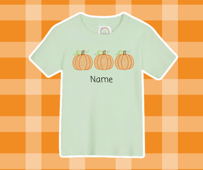 Pumpkin Trio Fall Sketch Embroidered Kids Basics