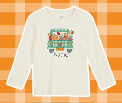 Turkey Truck Thanksgiving Fall Embroidered Sketch Basics (Copy)