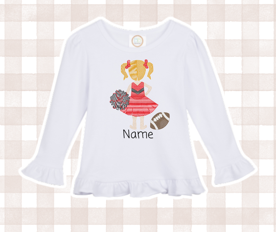 Girl Cheerleader Football Team Kids Sports Embroidered Basics