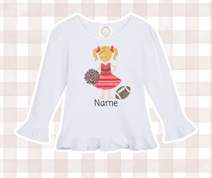 Girl Cheerleader Football Team Kids Sports Embroidered Basics