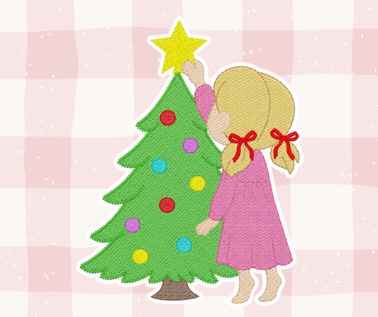 Pajama Girl Tree Topper Christmas Embroidered Basics