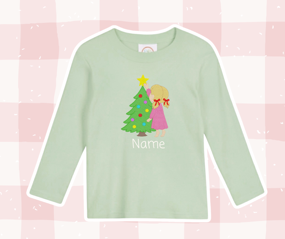 Pajama Girl Tree Topper Christmas Embroidered Basics