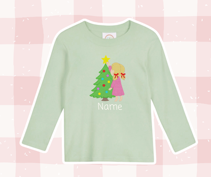 Pajama Girl Tree Topper Christmas Embroidered Basics