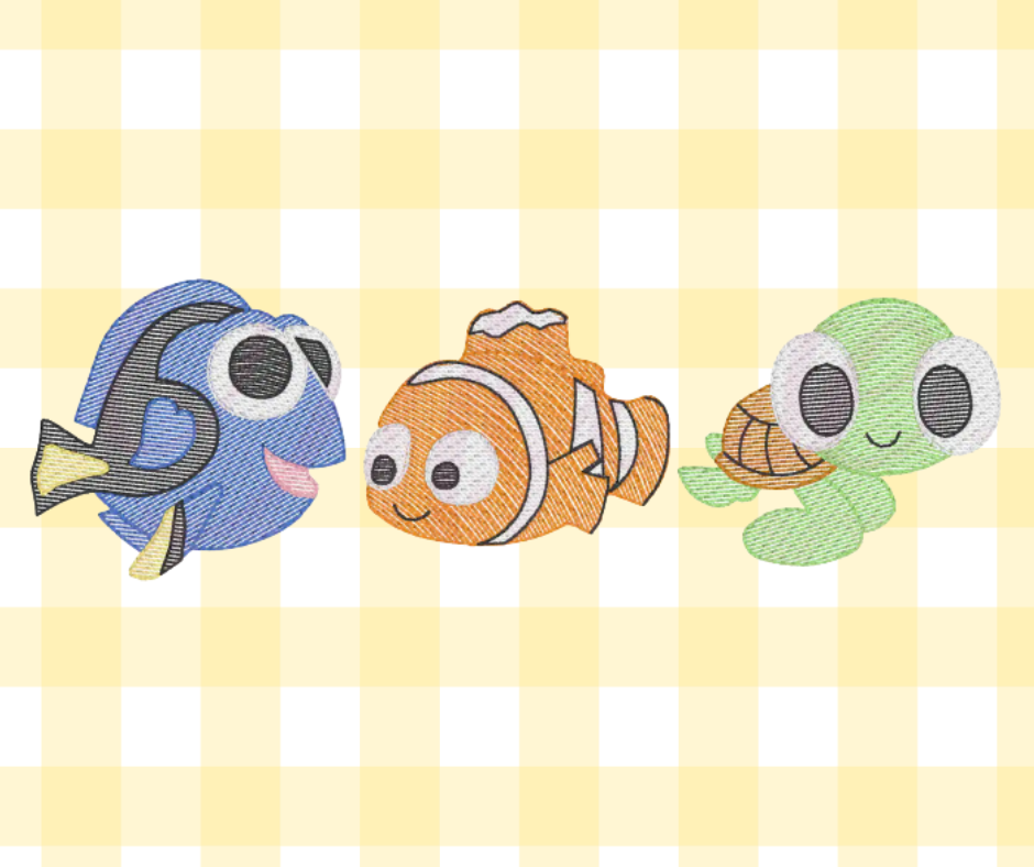 Finding Fish Trio Magical Moments Embroidered Sketch Basic