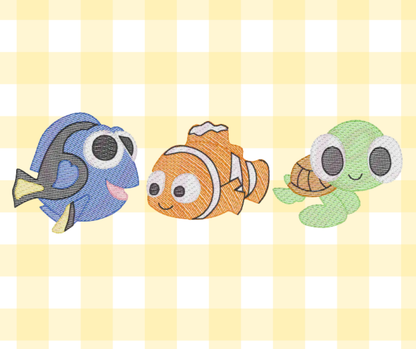 Finding Fish Trio Magical Moments Embroidered Sketch Basic