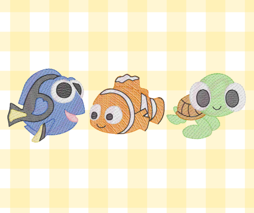 Finding Fish Trio Magical Moments Embroidered Sketch Basic