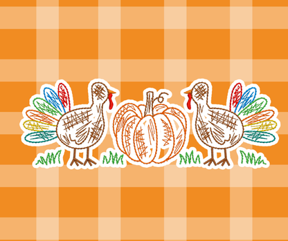 Turkey Scratch Doodle Thanksgiving Fall Embroidered Sketch Basics