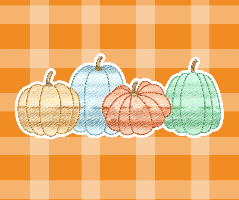 Pumpkin Trio Gourds Fall Sketch Embroidered Kids Basics