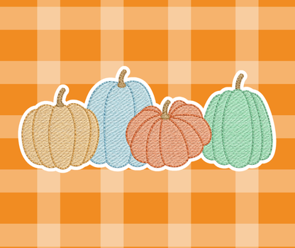 Pumpkin Trio Gourds Fall Sketch Embroidered Kids Basics