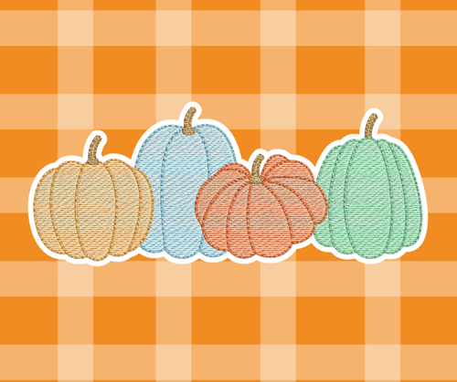 Pumpkin Trio Gourds Fall Sketch Embroidered Kids Basics