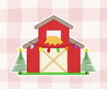 Red Barn Christmas Embroidered Basics