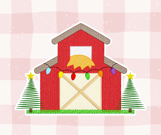 Red Barn Christmas Embroidered Basics
