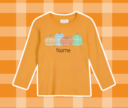 Pumpkin Trio Gourds Fall Sketch Embroidered Kids Basics