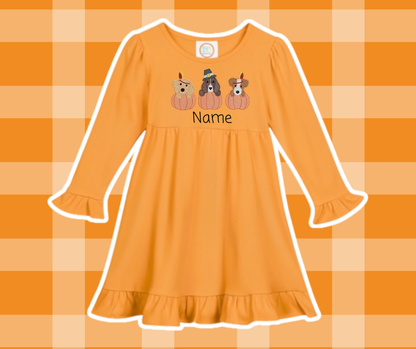 Pilgrim Native American Puppy Thanksgiving Fall Embroidered Sketch Basics