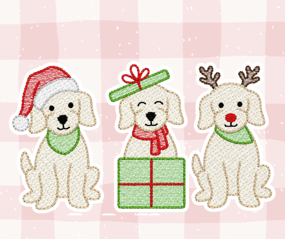 Puppy Trio Christmas Embroidered Basics