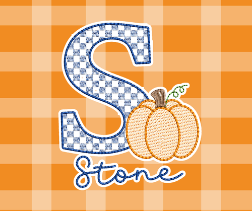 Pumpkin Letter Name Fall Sketch Embroidered Kids Basics
