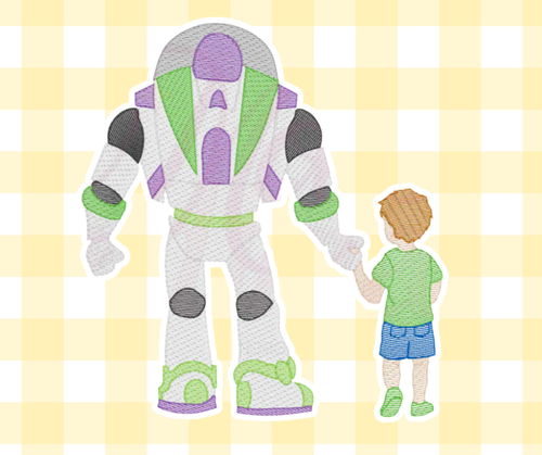 Toy Astronaut and Boy Magical Moments Embroidered Sketch Basic