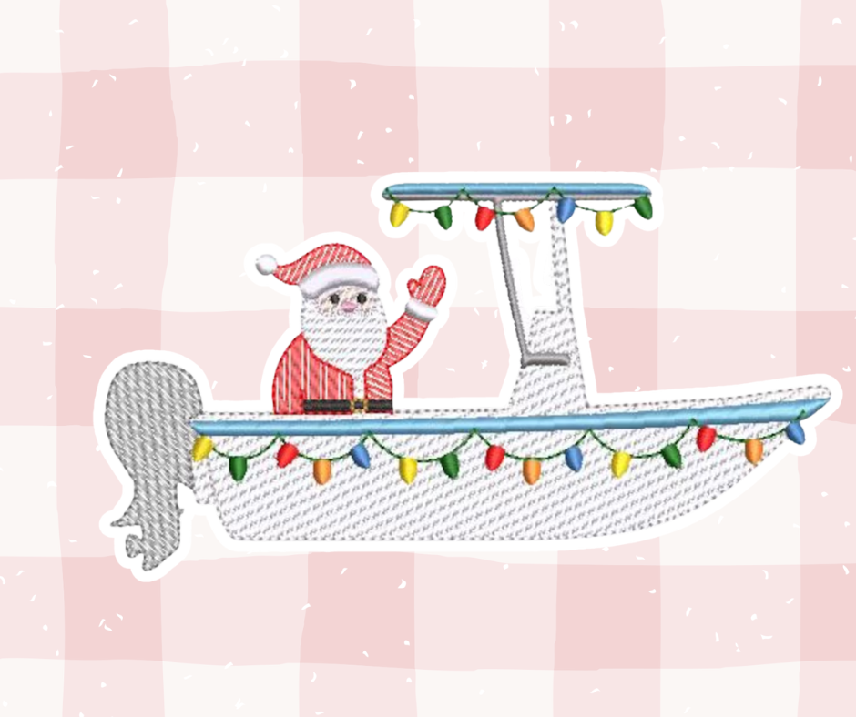 Santa Boat Christmas Embroidered Basics