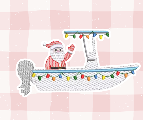 Santa Boat Christmas Embroidered Basics