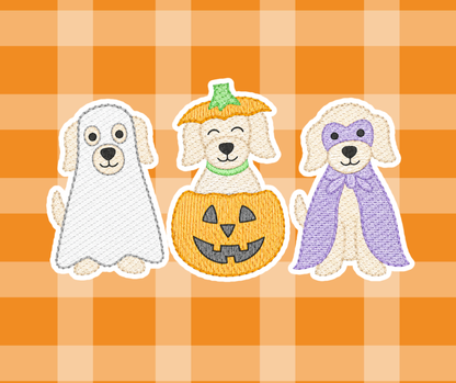Halloween Puppy Fall Sketch Embroidered Kids Basic