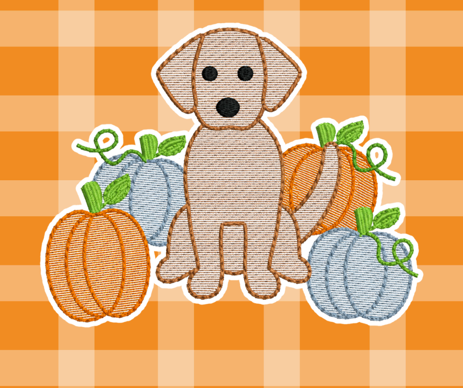 Puppy Fall Sketch Embroidered Kids Basics