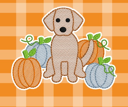 Puppy Fall Sketch Embroidered Kids Basics