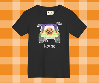 Halloween Jeep Fall Sketch Embroidered Kids Basic