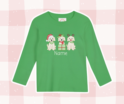 Puppy Trio Christmas Embroidered Basics