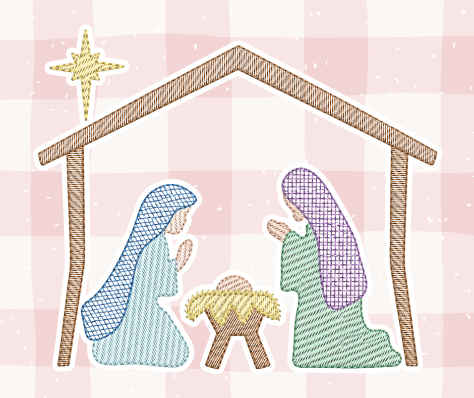Nativity Scene Christmas Embroidered Basics
