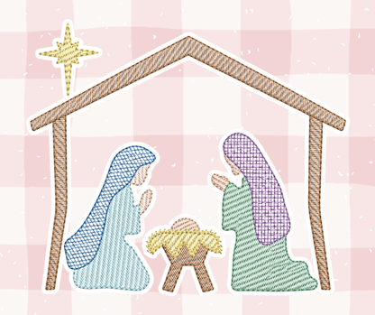 Nativity Scene Christmas Embroidered Basics