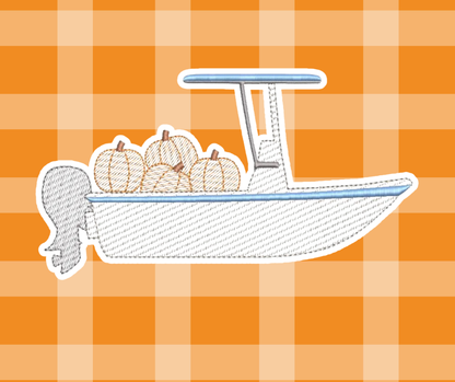 Pumpkin Bay Boat Fall Sketch Embroidered Kids Basics