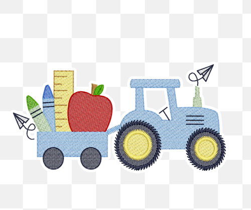 Tractor Back to School Embroidered Basics