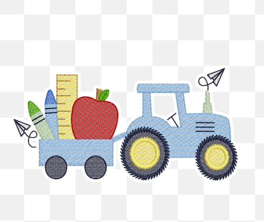 Tractor Back to School Embroidered Basics