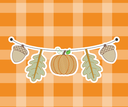 Pumpkin Acorn Garland Fall Sketch Embroidered Kids Basics