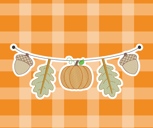 Pumpkin Acorn Garland Fall Sketch Embroidered Kids Basics