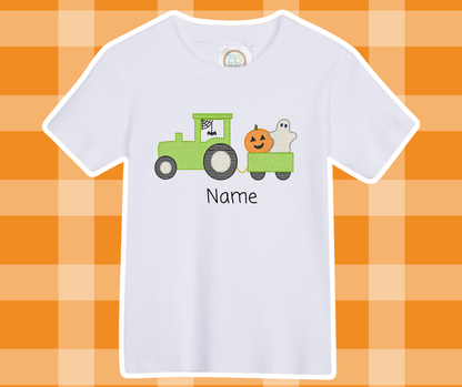 Halloween Train Fall Sketch Embroidered Kids Basic