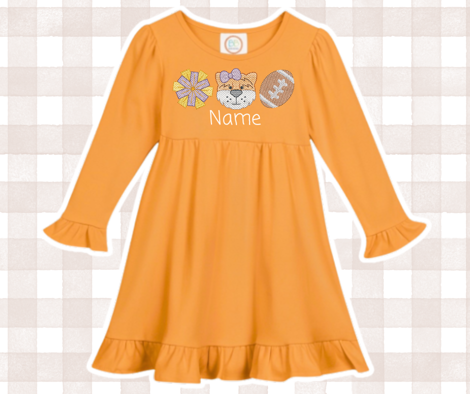 Girls AU LSU Tiger Football Trio Kids Sports Embroidered Basics