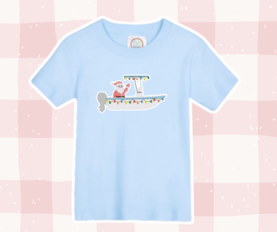 Santa Boat Christmas Embroidered Basics