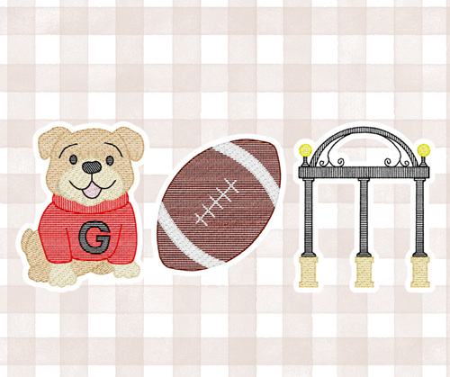 GA UGA Bulldogs Trio 3 Football Kids Sports Embroidered Basics