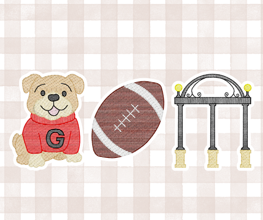 GA UGA Bulldogs Trio 3 Football Kids Sports Embroidered Basics