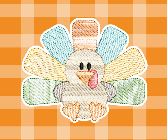 Turkey Thanksgiving Fall Embroidered Sketch Basics