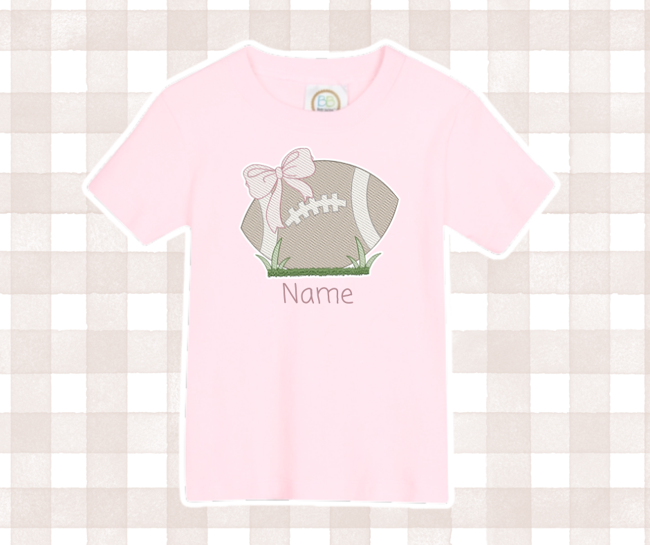 Girls Bow Football Trio Kids Sports Embroidered Basics