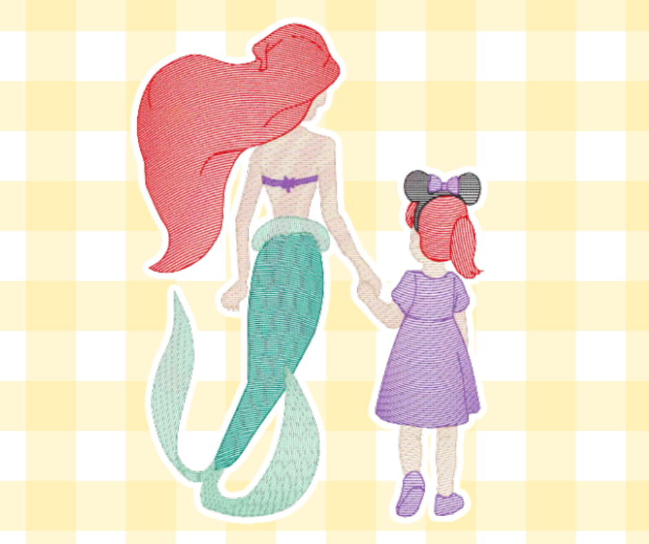 Mermaid Princess and Girl Magical Moments Embroidered Basic