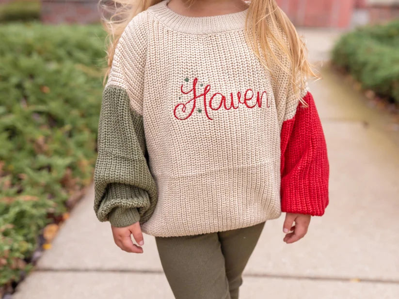 PREORDER - Casual Christmas Colorblock Chunky Sweater