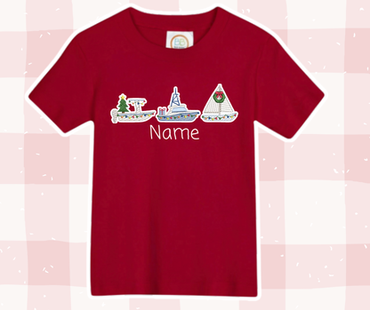 Boat Lights Trio Christmas Embroidered Basics