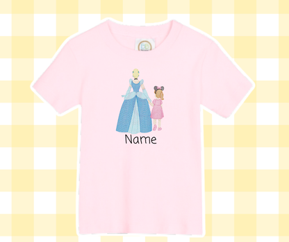 Blue Cinder Princess and Girl Magical Moments Embroidered Sketch Basic